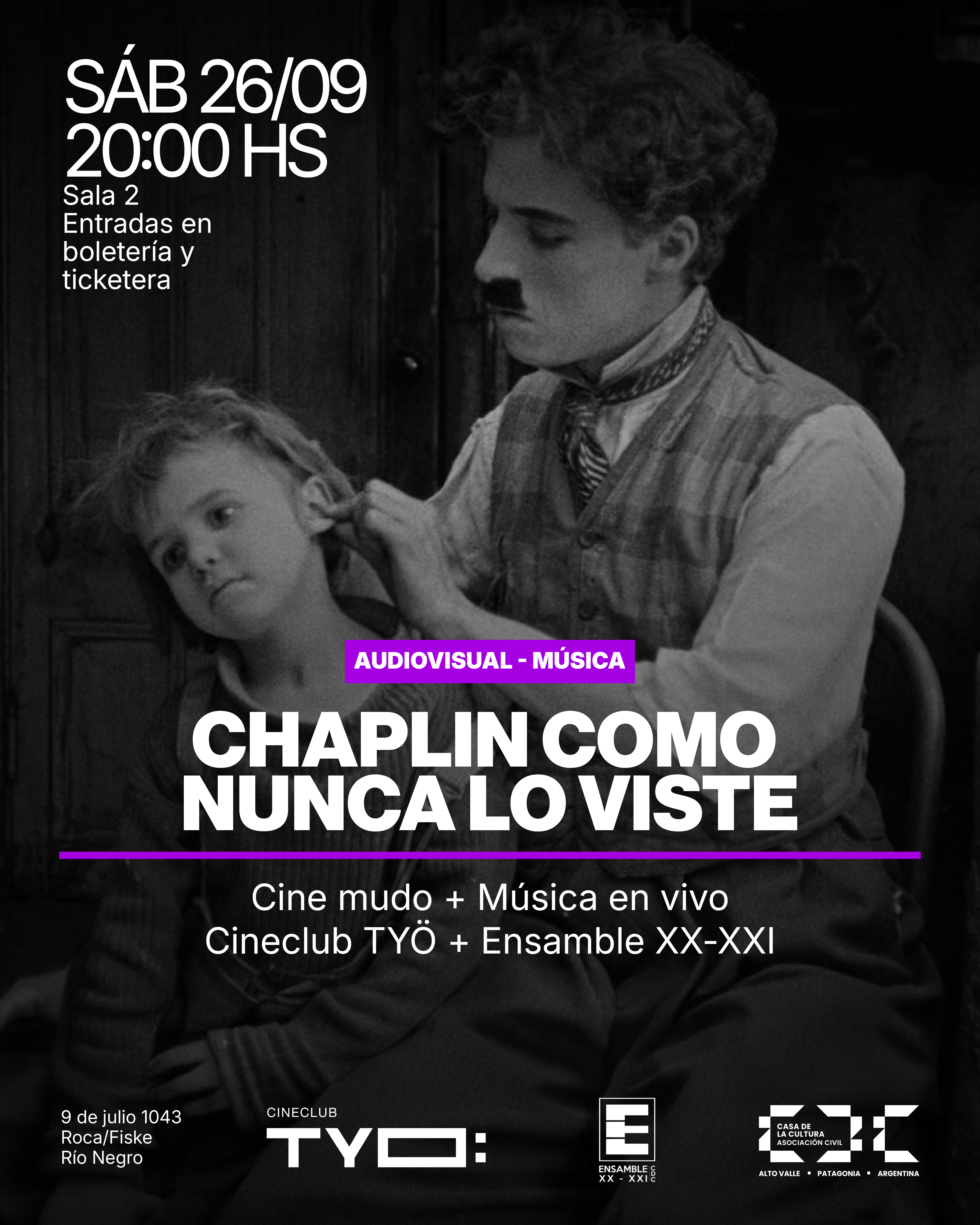 Chaplin como nunca lo viste – Cineclub TYÖ + Ensamble XX-XXI