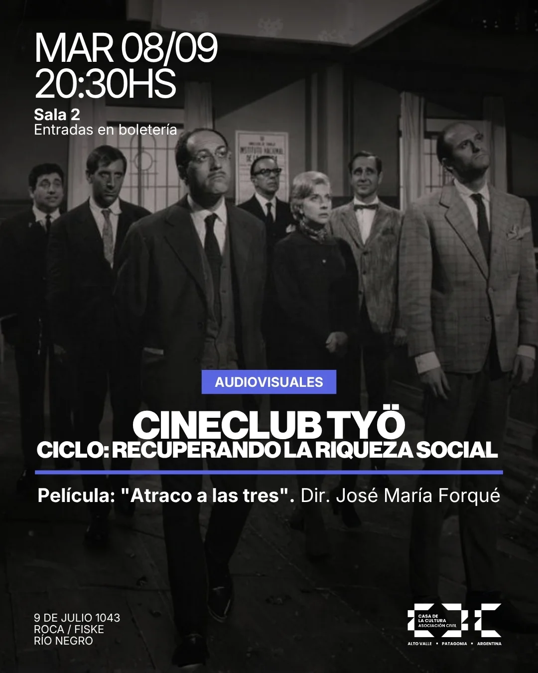 Cineclub TYÖ: Ciclo Recuperando la riqueza social – "Atraco a las tres" – Dir. José María Forqué