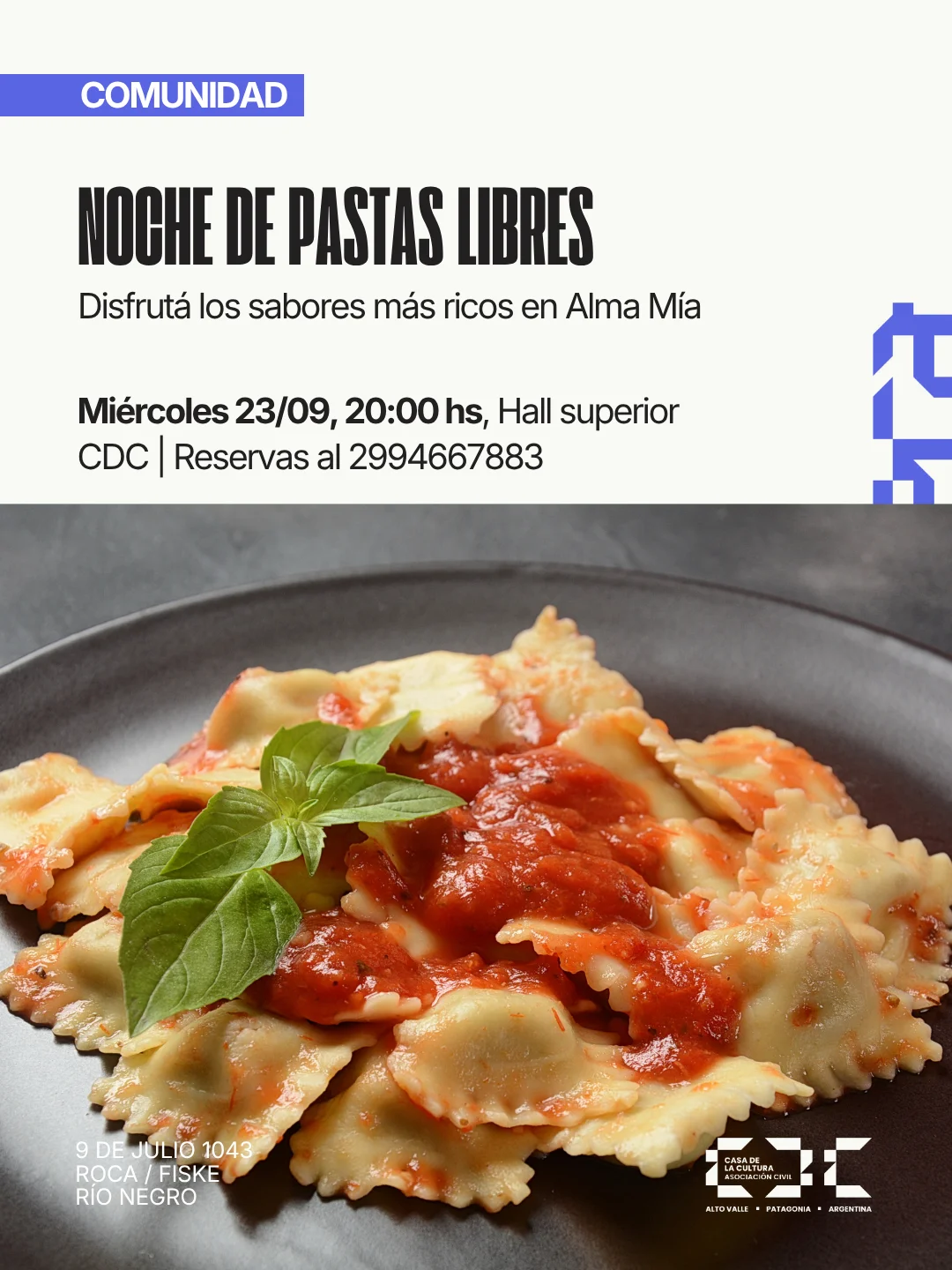 Noche de pastas libres